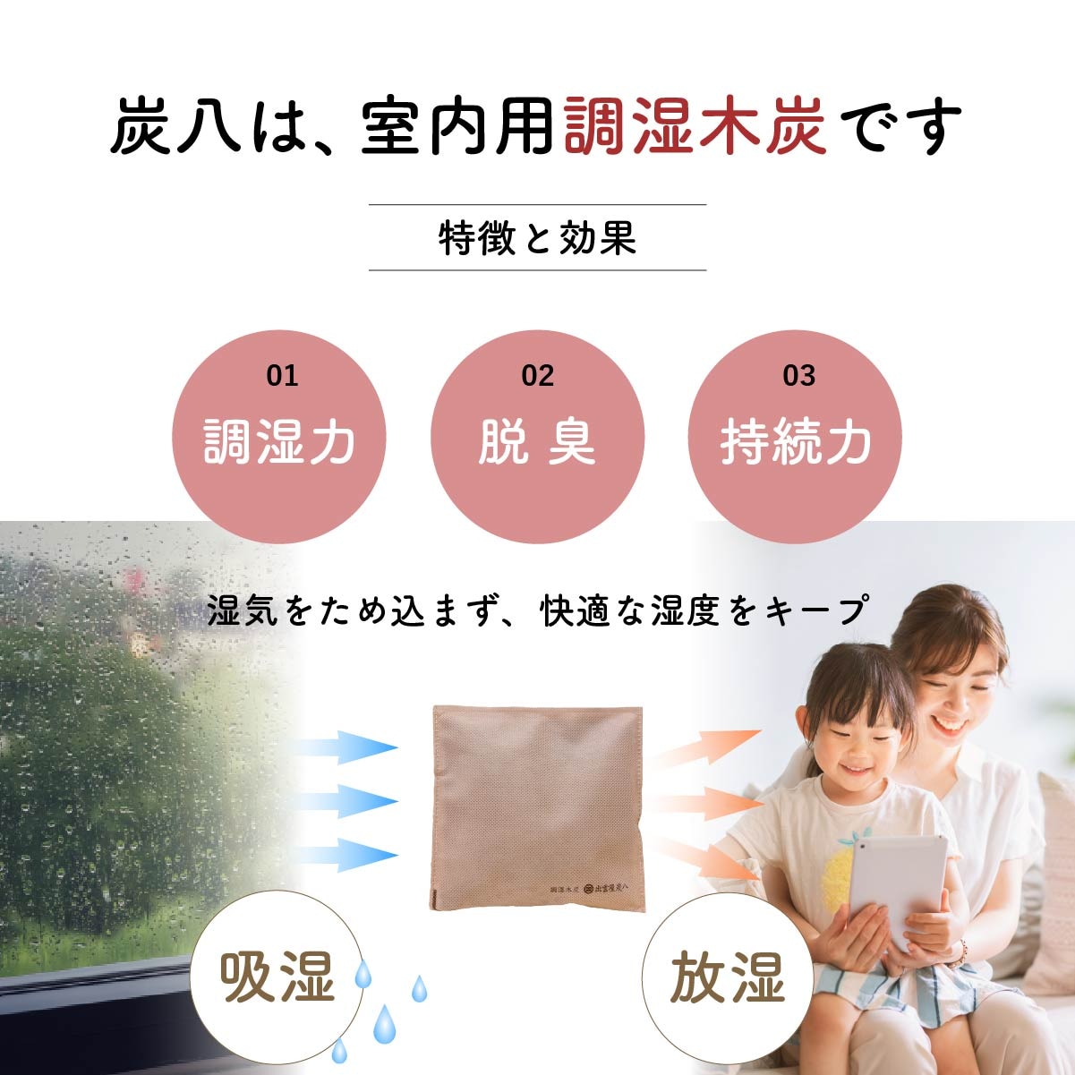【WOOD&GROVE】炭八スマート小袋ベージュ　新カラー 個数選べる 除湿 消臭 防カビ 梅雨対策 結露対策 湿気対策 小袋 炭 収納の隙間で活躍 本棚 クローゼット バッグ キッチン カメラ タンス 布団 繰り返し