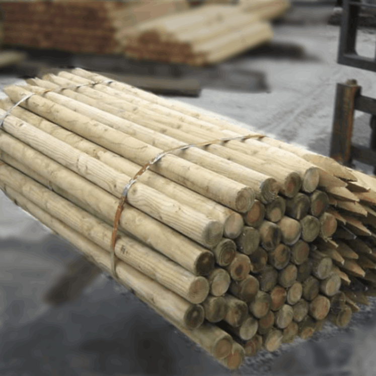 造園用】【間伐材】 杉・桧ACQ防腐注入杭丸太1500・60 5本1セット