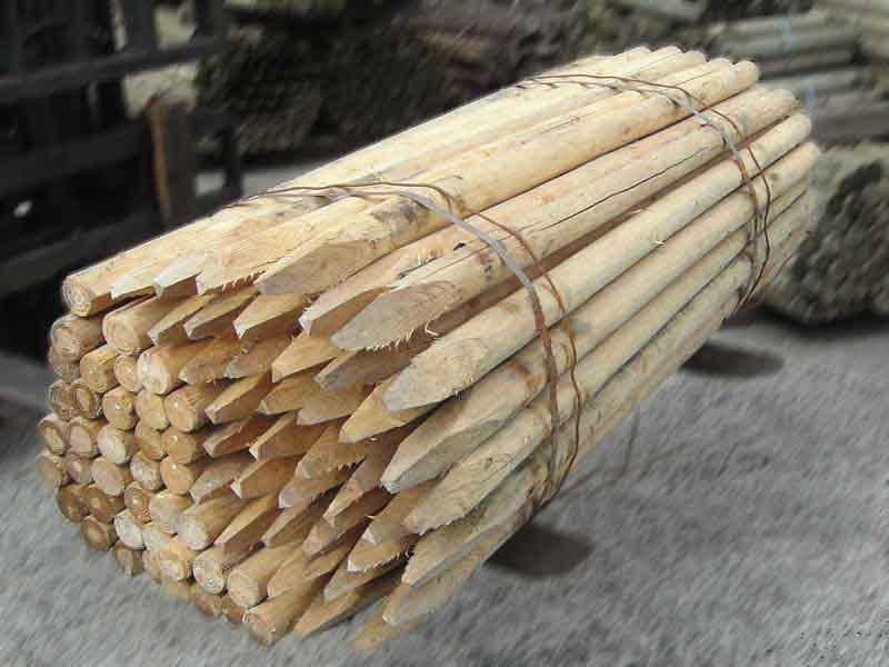 杉・桧杭丸太白木1.5M 45～50mm 先付け 5本1セット | 木材・造園資材