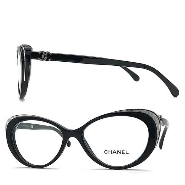 CHANEL　メガネフレーム【レディース】 ブラック×シルバー 眼鏡 0CH-3405-C501-WOODNET