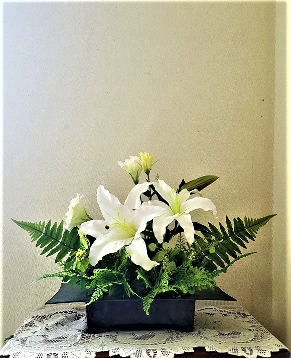 【お供えアレンジ】【仏アレンジ】【お盆】【お彼岸】【送料無料】【触媒加工】造花