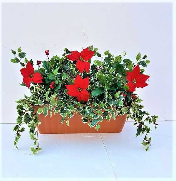 【造花クリスマス】【クリスマス装飾】【ポインセチアプランター】【送料無料】ディスプレイ