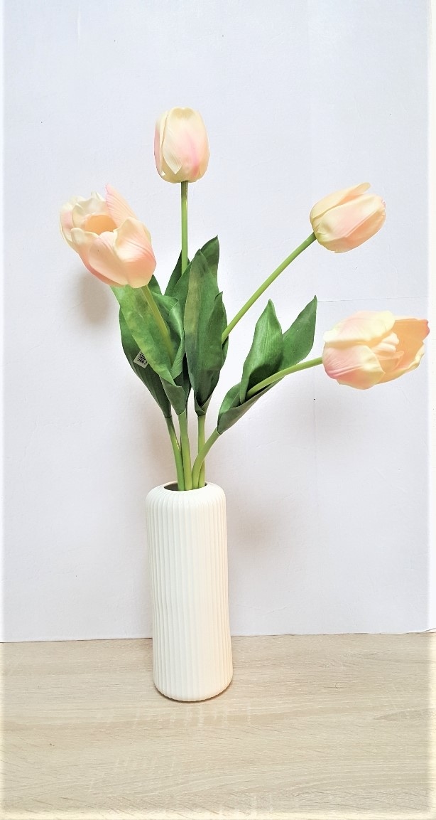 チューリップ 4本付 造花 花瓶付きフラワー 3色よりお選び下さい