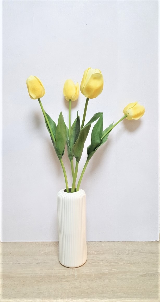 チュリップかびんあ チューリップ 4本付 造花 花瓶付きフラワー 3色よりお選び下さい