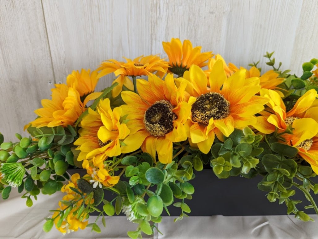造花 テーブルフラワー ひまわりアレンジ 送料無料