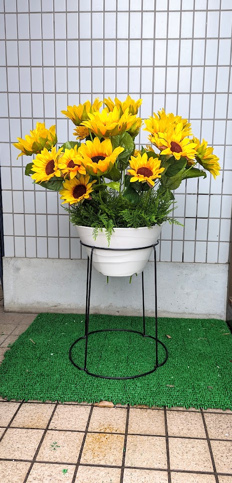 造花　人工観葉植物　ひまわりスタンド　触媒加工品　　送料無料　ひまわりアレンジ