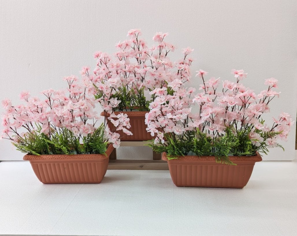 造花　桜プランター　3点セット　　春　装飾　デイスプレイ　送料無料