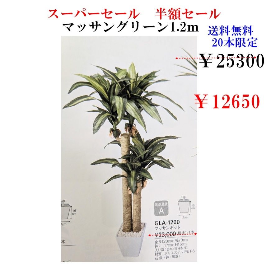 人工観葉植物 マッサンポット　【スーパーセール　半額商品】　期間限定　送料無料