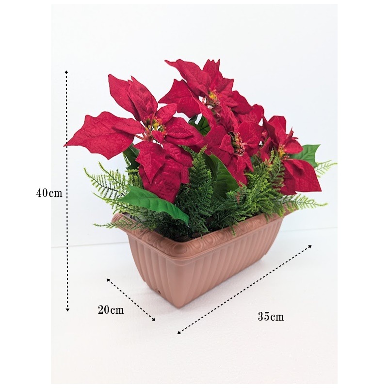 クリスマスポインセチア造花セット, ポインセチアプランタ- ボリューム満点