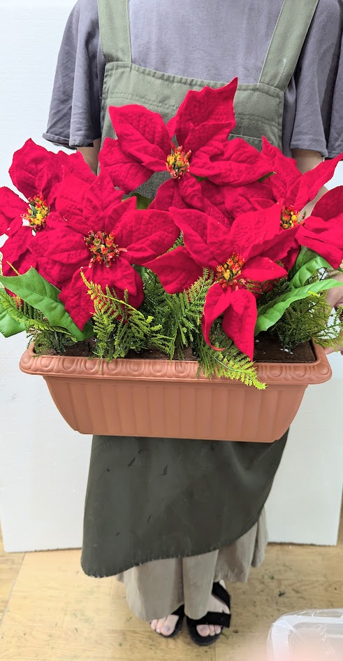 クリスマスポインセチア造花セット, ポインセチアプランタ- ボリューム満点