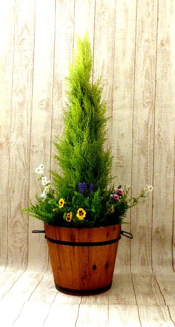 人気ゴールドクレストウッドプランター【送料無料】【人工観葉植物】【触媒加工】【消臭・・抗ウイルス・防菌】【お手入れ不要】【パンジー】【可愛い】【造花】【屋外対応】
