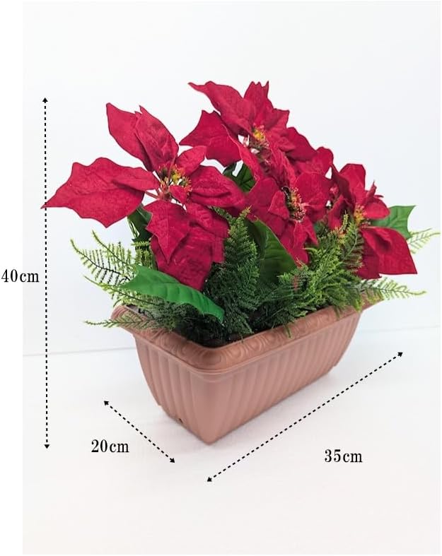 造花 ポインセチアプランター3点セット クリスマスデイスプレイ ボリューム満点 送料無料 店舗装飾