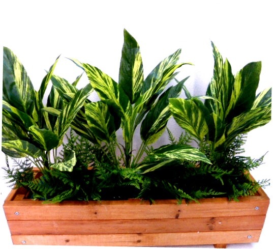 オフィスグリーンプランター 60cm×15cm 造花　パーテーション プランター フェイクグリーン 人工観葉植物 プランター 屋外対応 造花 プランター グリーン 装飾 大量注文可能 展示場 施設 装飾 造花 領収書発行 イミテーション 枯れない お手入れ不要