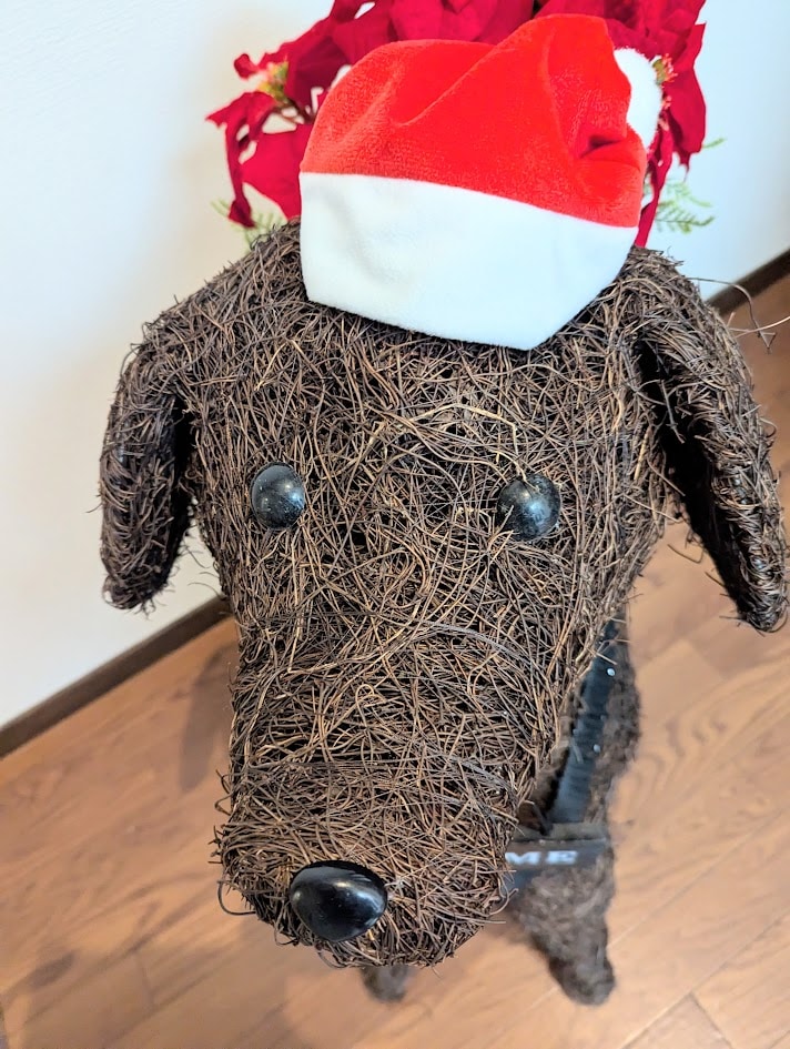 造花　フェイク　ウエルカムドック　クリスマス犬　店舗デイスプレイ　イベント