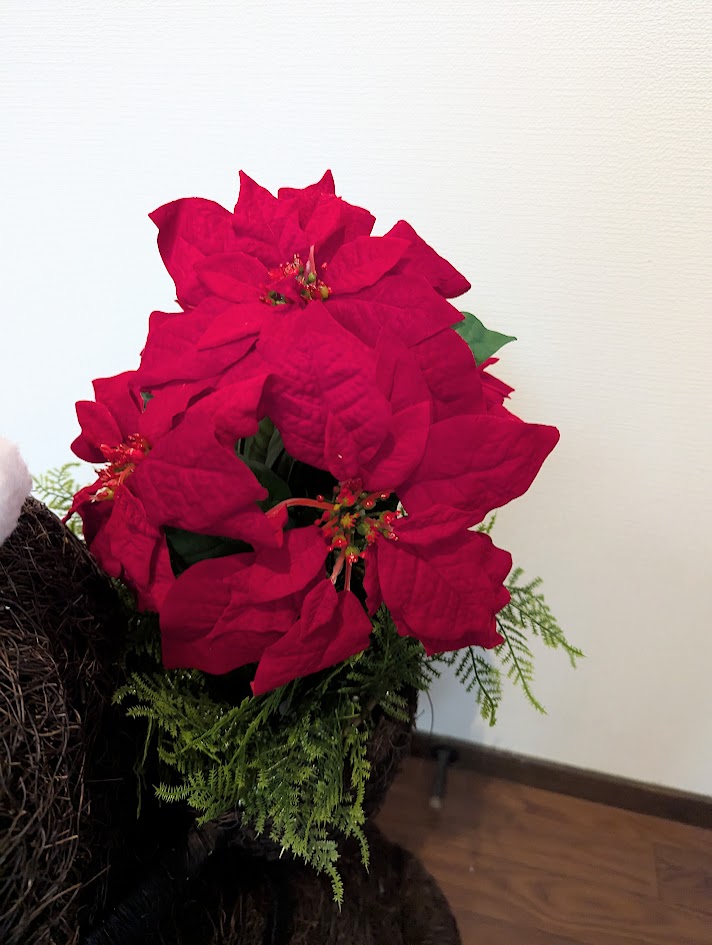 造花　フェイク　ウエルカムドック　クリスマス犬　店舗デイスプレイ　イベント