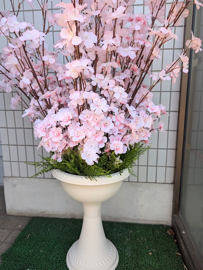 造花　店舗装飾　　桜スタンド　　春演出
