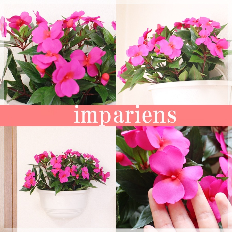 本物と見間違う美しさ 良質 インパチェンス 造花壁掛け 4980円 送料無料 高品質 シルクフラワー 【造花プランター】【人工観葉植物】【壁掛タイプ・置きタイプお選び下さい】【送料無料】