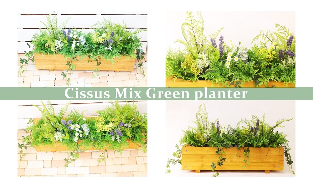 送料無料◎ 屋外対応 シサスミックスグリーンプランター 60cm 12,800円 イングリッシュガーデン フェイクグリーン プランター 造花 シサスガーランド new シダ アレンジメント インテリア プランター オフィス 　会社 待合室 プランターサイズ