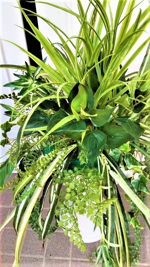 【人工観葉植物】【ミックスグリーンプランター】【屋外使用可】【送料無料】