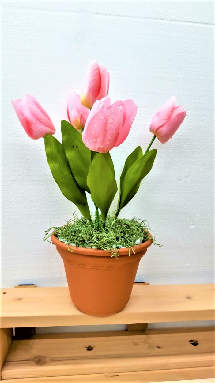 【造花チューリップポット4点セット】【チューリップポット】【送料無料】店舗デイスプレイに　お部屋のアクセサリーに　大量受注可