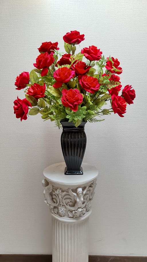 造花 高級アレンジフラワー ベルベットローズアレンジ 触媒加工 送料無料