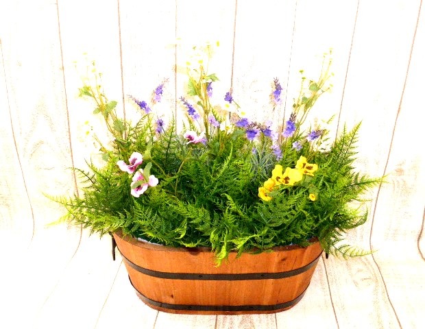 あれ？冬なのに満開？ミックスフラワーグリーンプランター　【送料無料】【触媒加工品】【防菌・防カビ・抗ウイルス・消臭】【送料無料7980円】【幅50センチ】【野外対応】【送料無料】