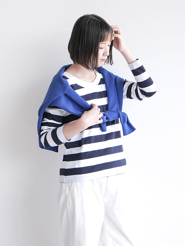 [PCT-8A(ボーダー)]LAITERIE(レイトリー)ふわふわ天竺ボーダー長袖カットソー【メール便対応可】