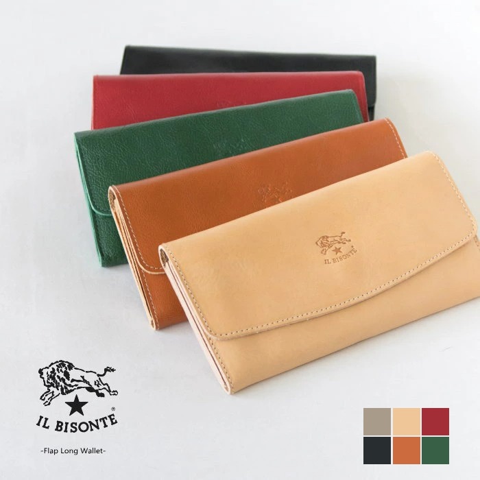 ◇【国内正規販売店】[54162304340] IL BISONTE(イルビゾンテ)  レザーフラップロングウォレット D