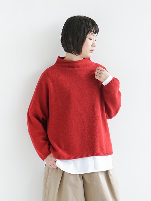 mao made(マオメイド)エアーヤーン モックネックプルオーバーニット [141117]