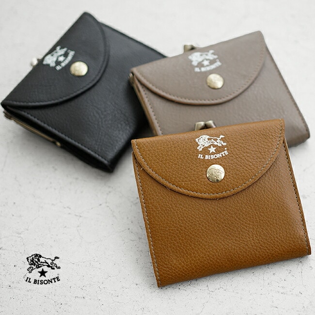 IL BISONTE イルビゾンテ 財布 二つ折り がま口 レザー 本革