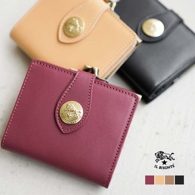 ◇【国内正規販売店】 IL BISONTE(イルビゾンテ) 【ニューコンチョ ディテール コレクション】コンチョボタンがま口折財布 [54212310840]