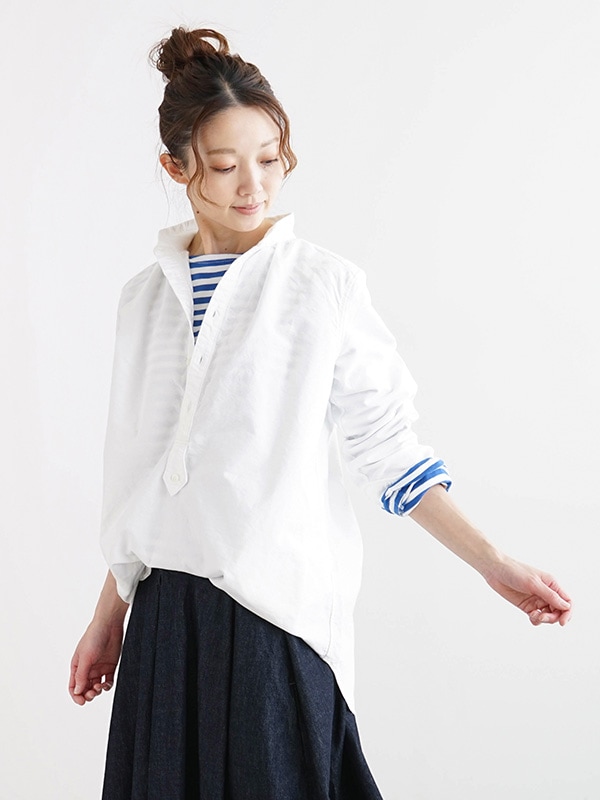 [D-6322113]DANA FANEUIL(ダナファヌル)エアタンオックススタンドカラープルオーバーチュニックシャツ