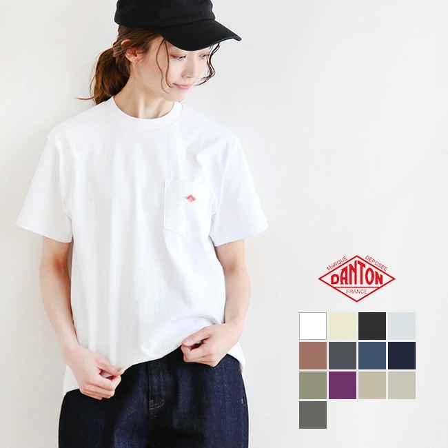 【20%OFF】◇[JD-9041] DANTON(ダントン)天竺コットンポケットＴシャツ/半袖/レディースサイズ【メール便対応可】