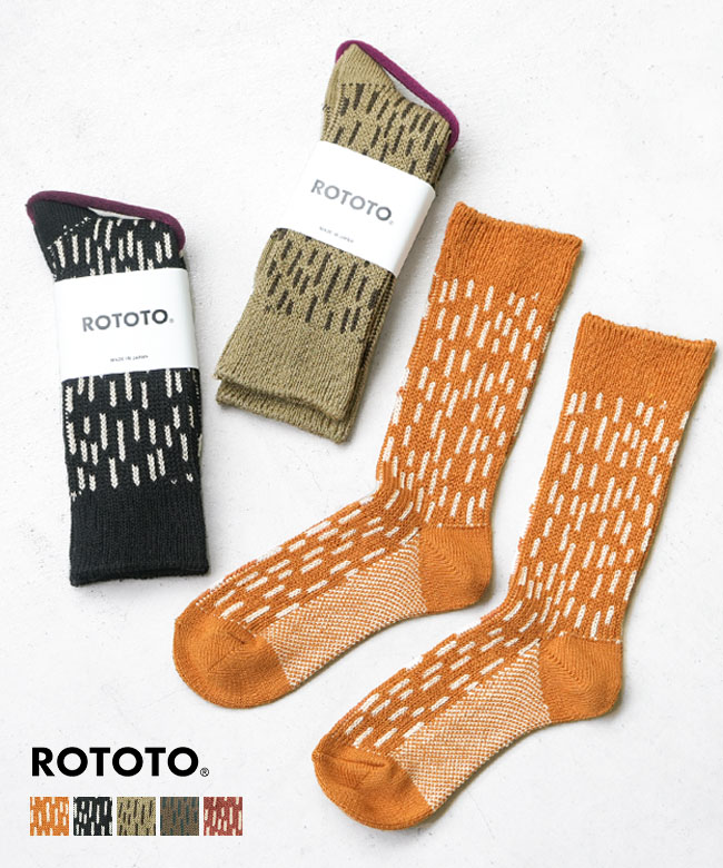 [R1431]ROTOTO(ロトト) RAIN DROP CREW SOCKS(レインドロップカモソックス) 【メール便対応可】