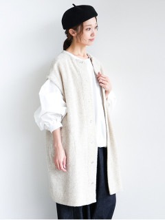 【SALE 40%OFF】grin(グリン) 別注 シープパイルボアロングベスト / レディース ベスト ロングベスト ボアベスト ロング丈 スナップボタン クルーネック セール [8224C-905]