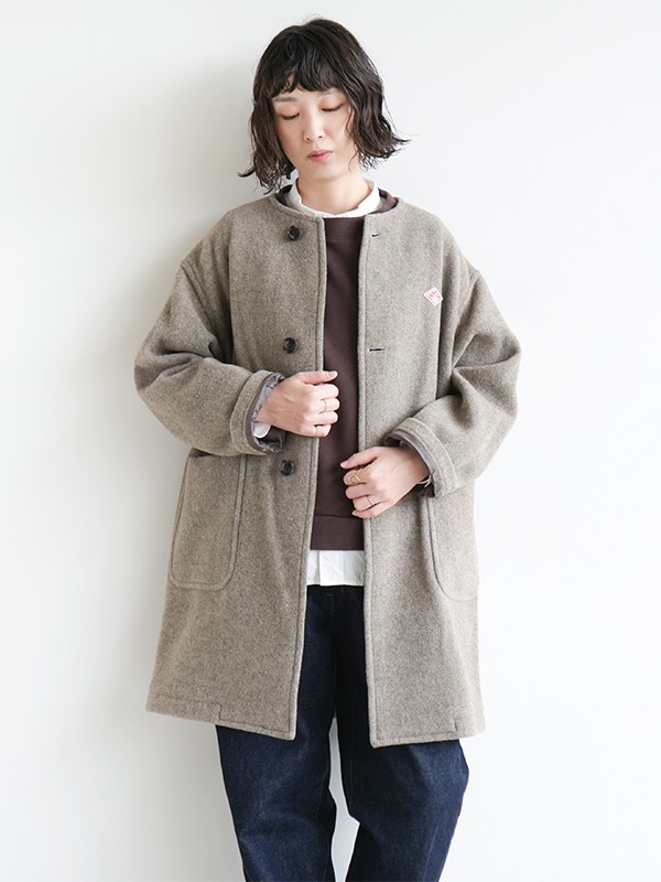 【10%OFF】◇[DT-A0214WLP] DANTON(ダントン) ウールライトパイルカラーレスコート(WOOL LIGHT PILE COLLARLESS COAT)/レディース/アウター/ジャケット/上着