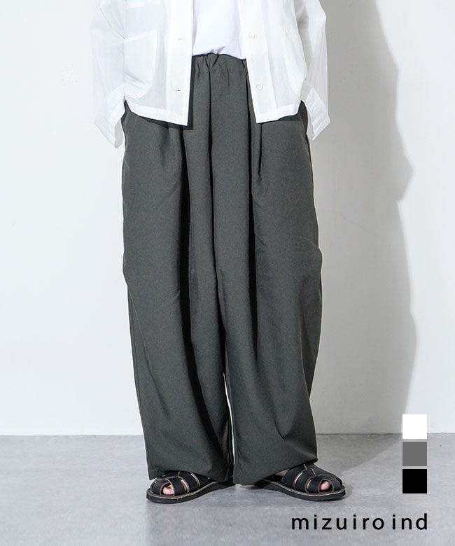 ◇[1-260016]mizuiro ind(ミズイロインド) ワイドカーゴパンツ レディース パンツ ワイドパンツ ボトムス ウエストゴム
