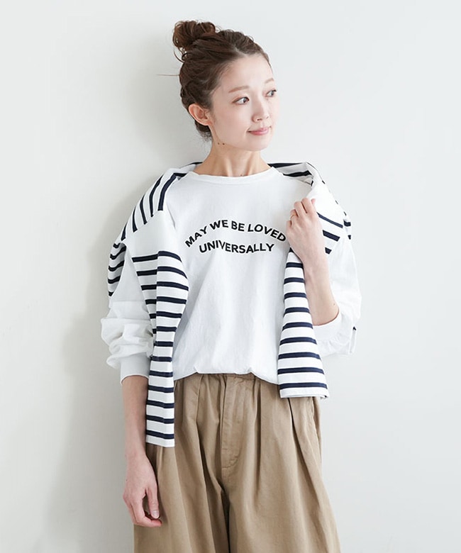 ◇[SMA-PUFRDLTPT]SOLAMONAT(ソラモナ)メンズライクラウンドリブロンT/レディース/トップス/Tシャツ/長袖/カットソー/プルオーバー