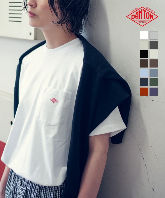 ◇DANTON(ダントン) TCB-POCKET T-SHIRT(ポケットロゴTシャツ)/レディース/トップス/半袖/ロゴT【メール便対応可】[DT-C0197TCB]