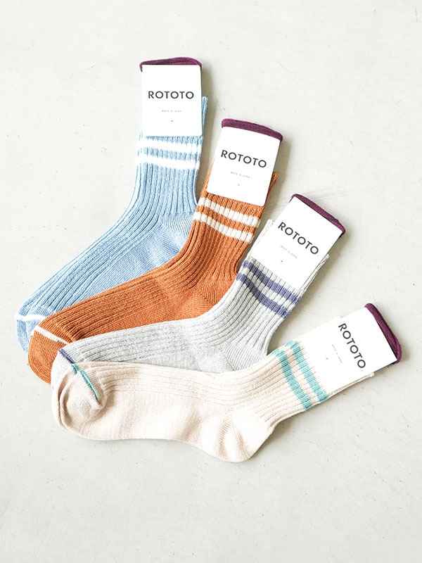 R1468]ROTOTO(ロトト) HEMP ORGANIC COTTON STRIPE SOCKS/ヘンプ