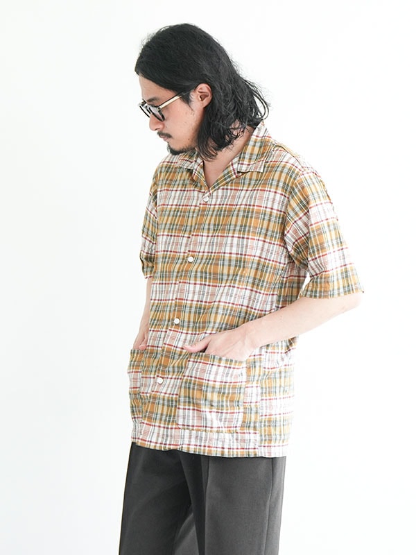 [open-collar-shirt]Workers(ワーカーズ)Open Collar Shirt オープンカラーシャツ.チェック柄.マルチカラー.S/S.半袖