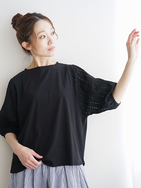 [F-5723204]FANEUIL(ファヌル)ディペンド天竺袖切り替えプルオーバー/レディース/トップス/カットソー【メール便対応可】