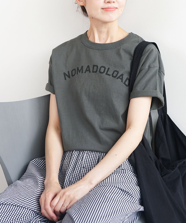 [b-461020-1]BLUE LAKE MARKET(ブルーレイクマーケット) AMERICAN DRY天竺 ヘムラウンドプリントTEE Tシャツ