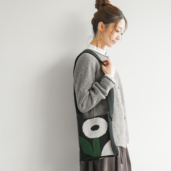 【SALE 20%OFF】[33-23202]French bull(フレンチブル)フラワーショルダーバッグ/ニット/花/ジャガード編み