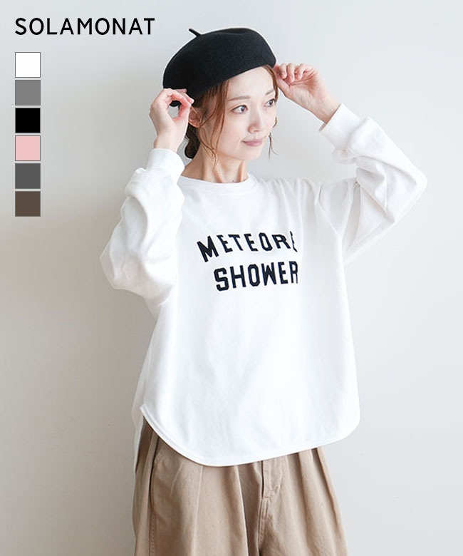 ◇[SMA-PEN-RD-LT-PT]SOLAMONAT(ソラモナ) ペンネ天竺メンズライクプリントプルオーバー レディース トップス ロンT カットソー スウェット トレーナー
