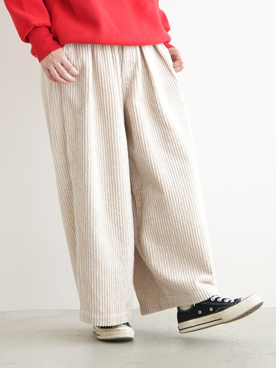 【 50%OFF】[A12323]HARVESTY(ハーベスティ) BIG CORDUROY CIRCUS BAGGY PANTS/ビッグコーデュロイサーカスバギーパンツ/ワイドパンツ/ボトムス/レディース