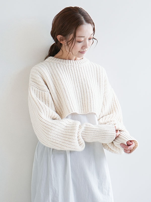 【SALE 50%OFF】◇ solamonat poche(ソラモナポッシェ) ショートセーター トップス ニット ショート丈 ミドルゲージニット プルオーバー レディース セール [poche-cbt-sweater]