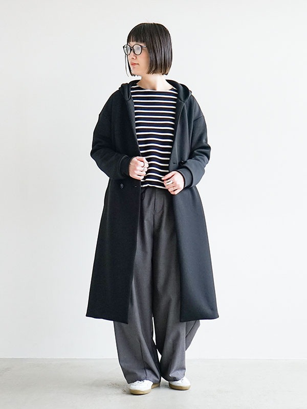 CYNICAL フード付きロングコート 黒 50%OFF】[350-94503]CYNICAL(シニカル) フード付きノーカラーロング