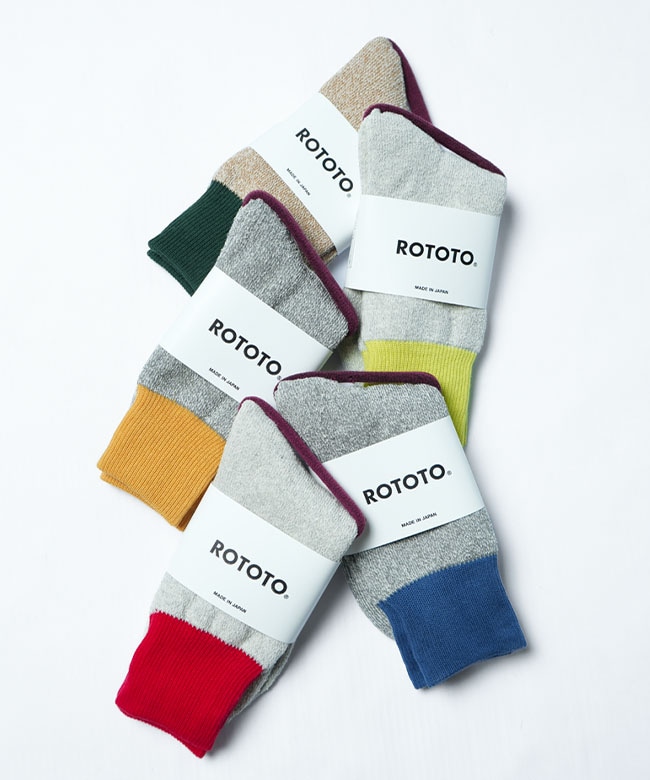 R1515] ROTOTO(ロトト)DOUBLE FACE CREW SOCKS ”SILK ＆ COTTON