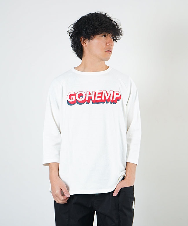 [GHC4320GSD]GO HEMP(ゴーヘンプ)WIDE BASEBALL TEE/ワイドベースボールTシャツ トップス 7分袖 5分袖